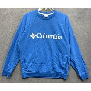 Columbia Sportswear Company Pullover Sweaters Mens Blue Logo Pockets Large